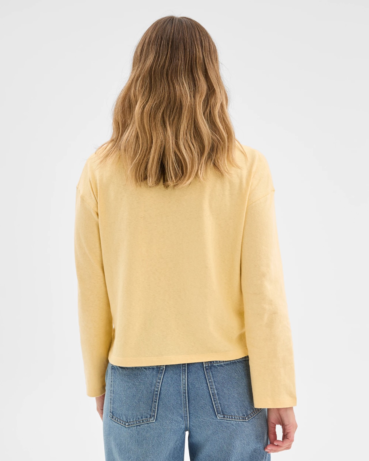 Australian Cotton Long Sleeve Relaxed Slub T-Shirt - Butter Lemon 6 of 6
