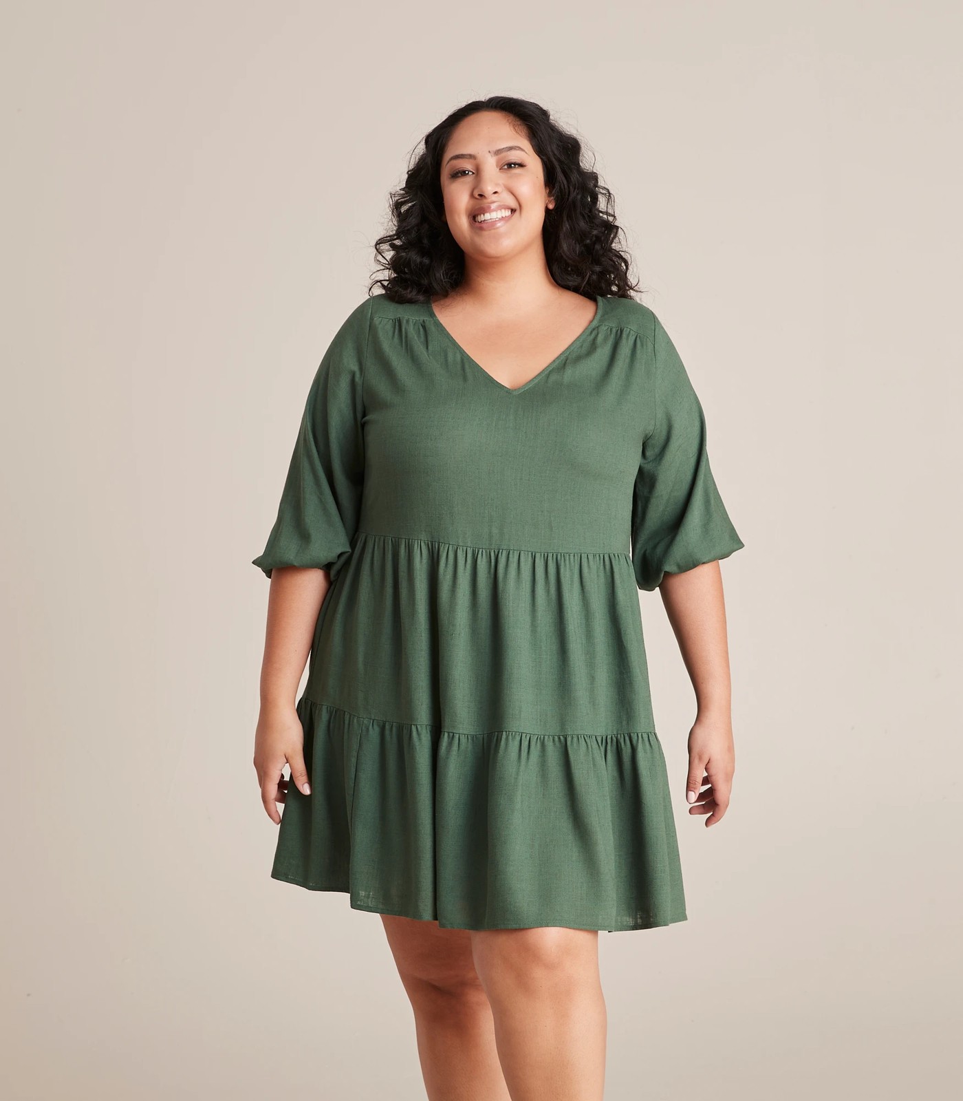 Curve Linen Blend Tiered Mini Dress Target Australia