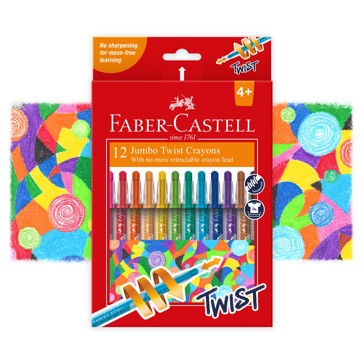 Faber Castell 12 Pack Jumbo Twist Colour Crayons