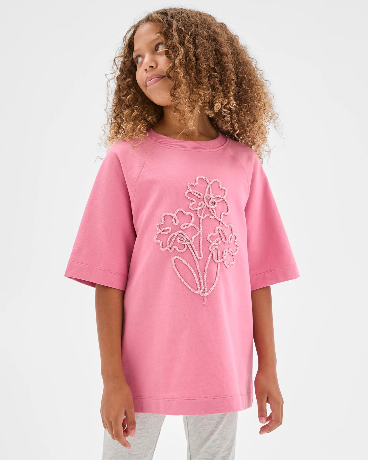 Australian Cotton French Terry T-Shirt - Flower / Pink 3 of 6