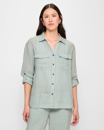 European Linen Roll Cuff Shirt
