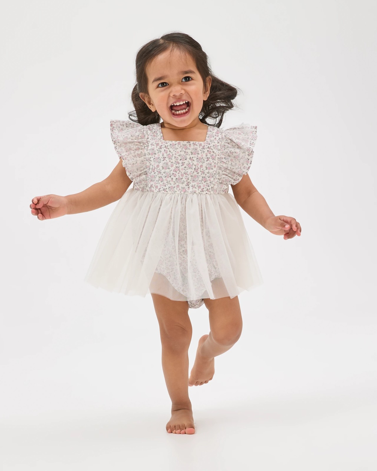 Baby Cotton Woven Romper with Tulle 2 of 5