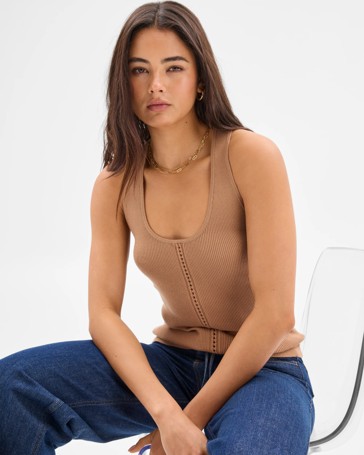 Stitch Detail Knit Tank Top - Lily Loves