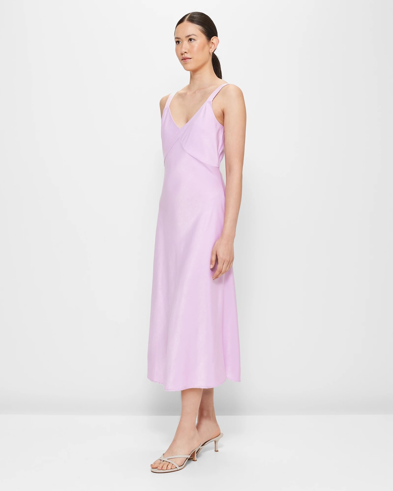 Satin V-Neck Slip Dress - Preview