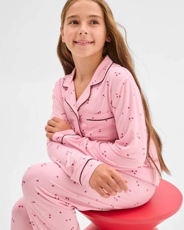 Bamboo Older Girls Button Through Pyjama Set