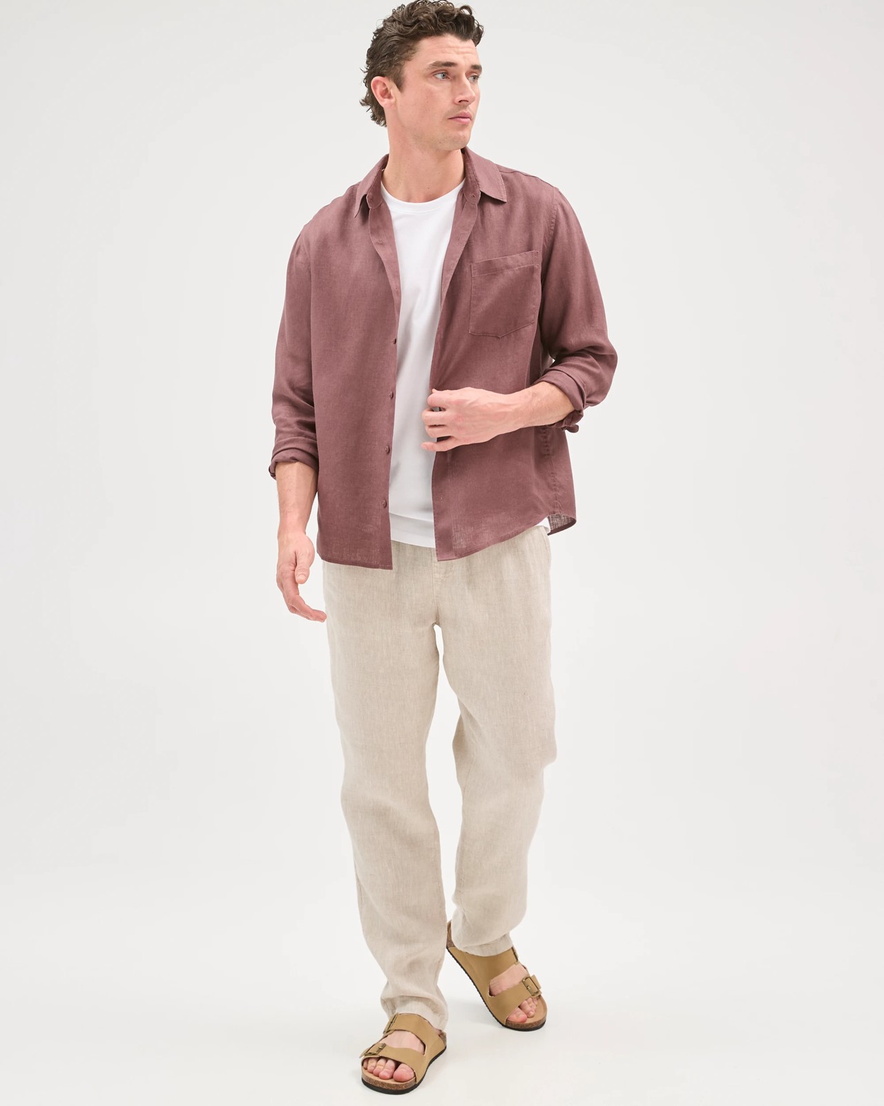 European Linen Long Sleeve Shirt - Fudge 2 of 5