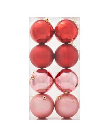 Anko 8 Pack 12cm Pink Candy Baubles