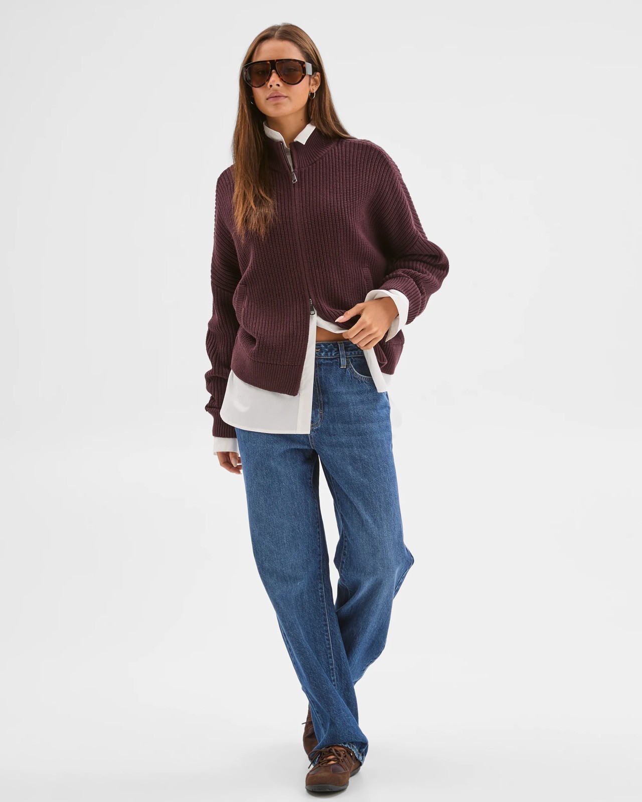 Lily Loves Australian Cotton Blend Zip Through Rib Cardigan - Fudge 3 of 6