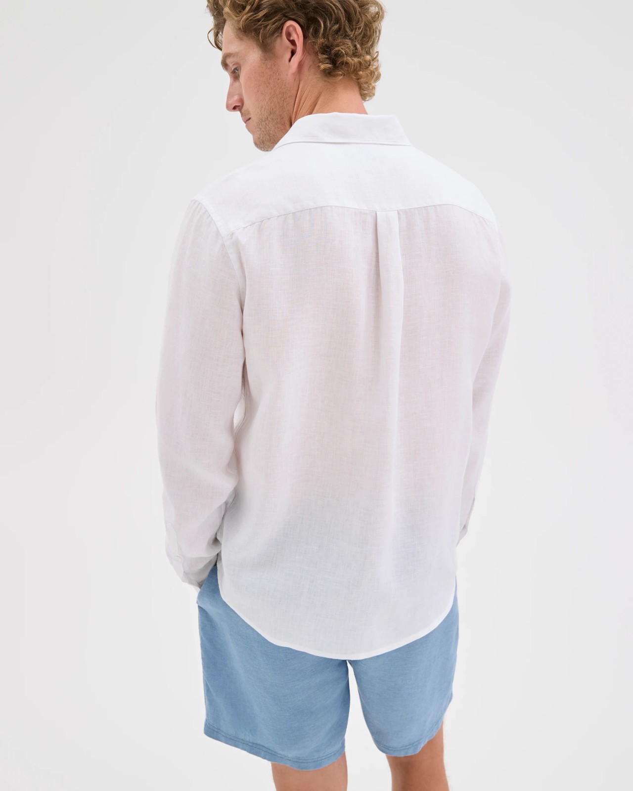 European Linen Long Sleeve Shirt - White 5 of 5
