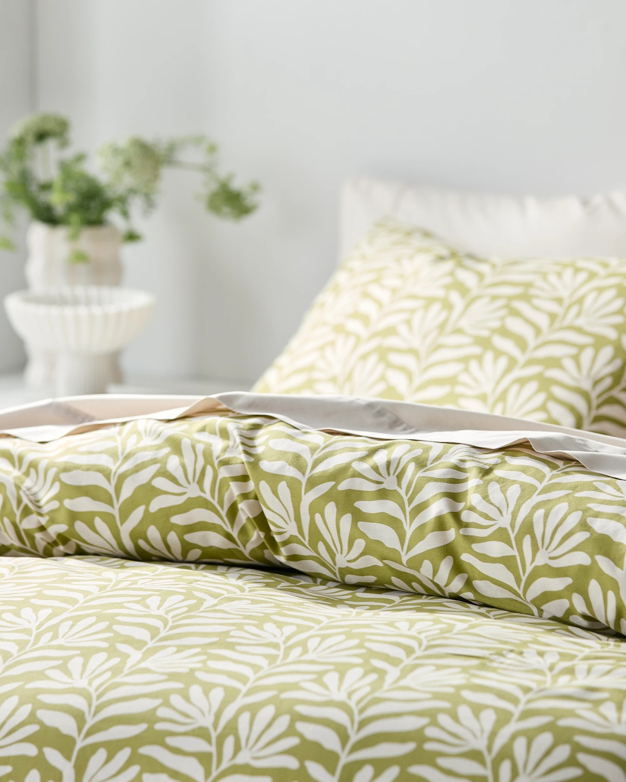 Botanical Print Australian Cotton Quilt Cover Set - GreenOlive 4 of 5