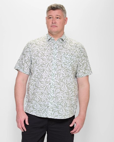 Plus Size European Linen Blend Print Shirt