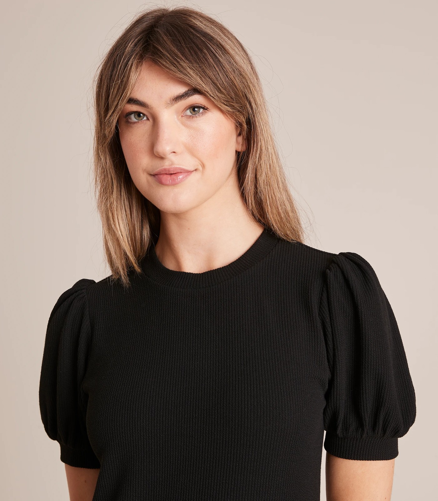 Puff Sleeve Rib T-Shirt 2 of 5