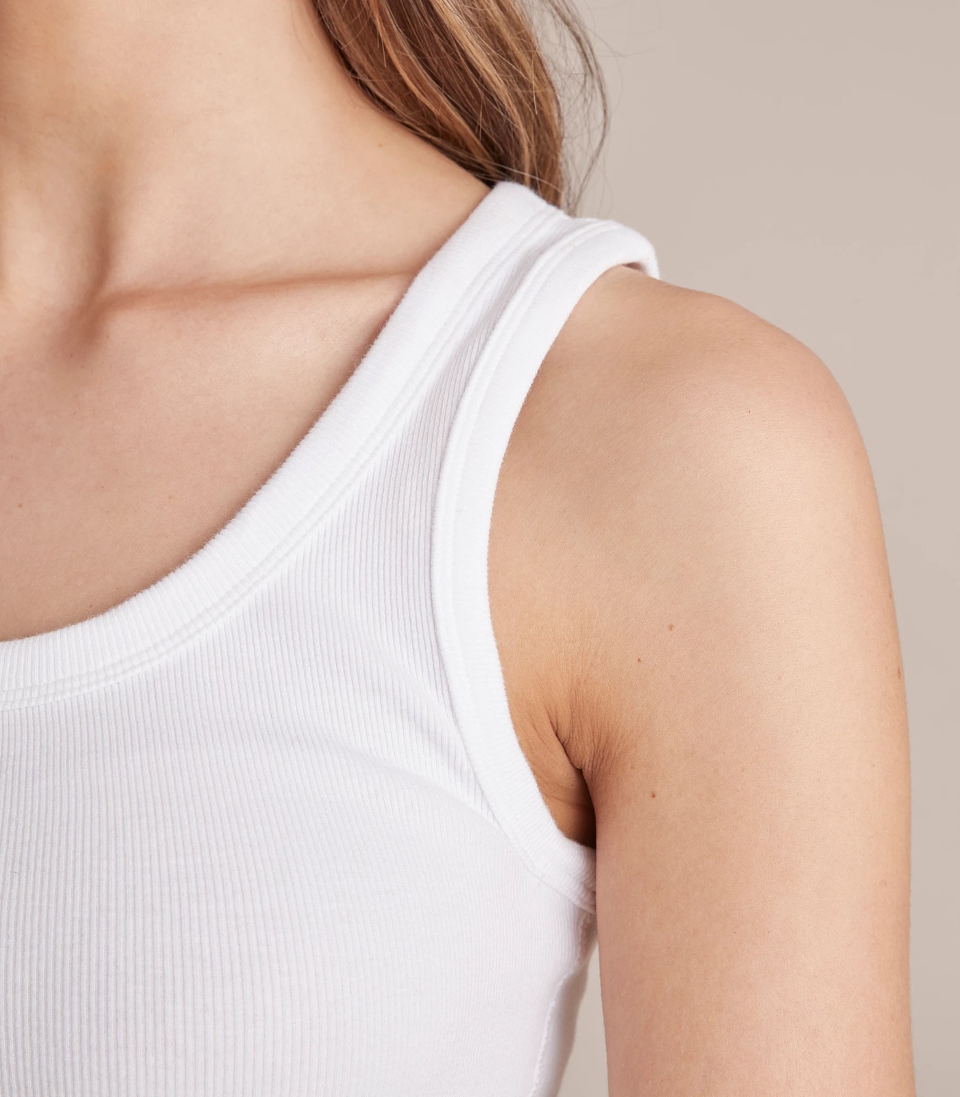 Australian Cotton Rib Tank Top - Brilliant White