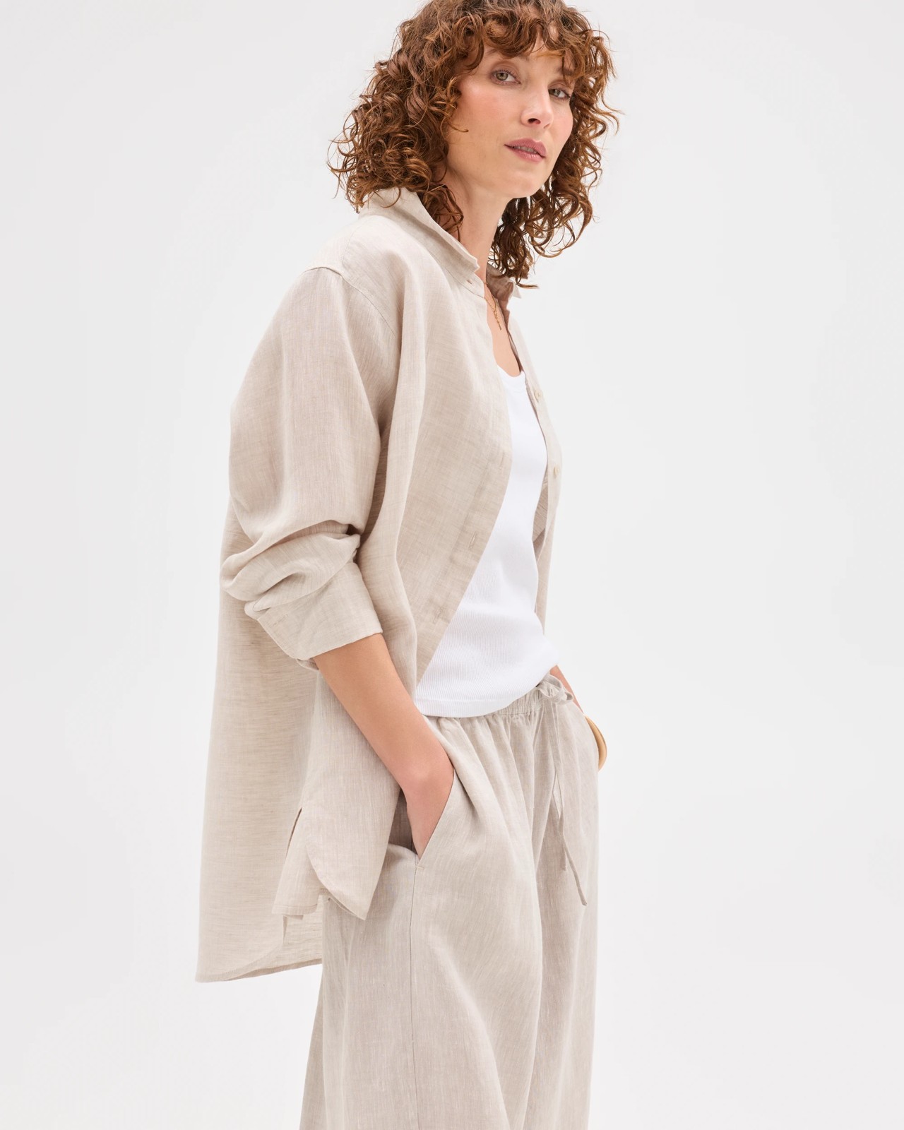 European Linen Long Sleeve Shirt - Flax 4 of 6