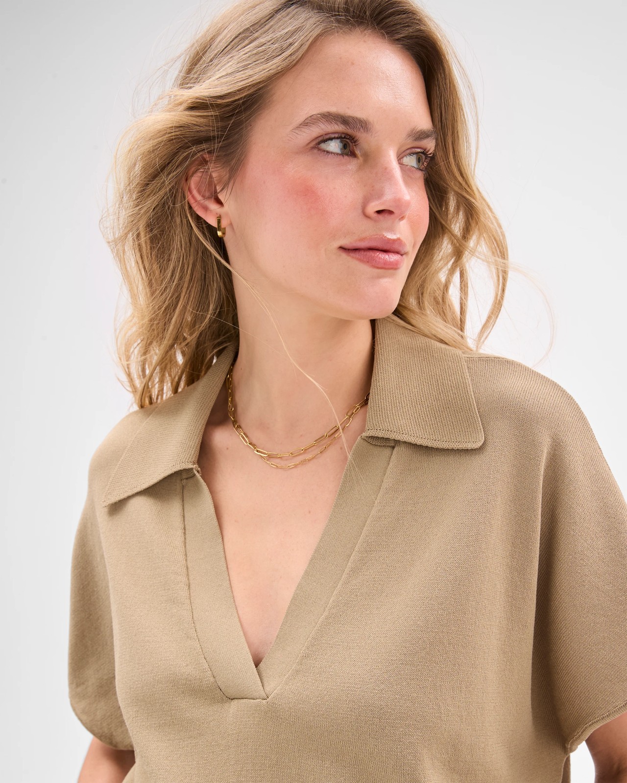 Lily Loves Basque Detail Polo Top - Crushed Leaf 5 of 6