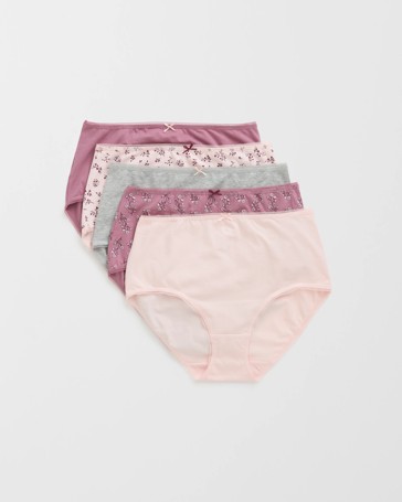 Plus Size 5 Pack Cotton/Elastane Full Briefs