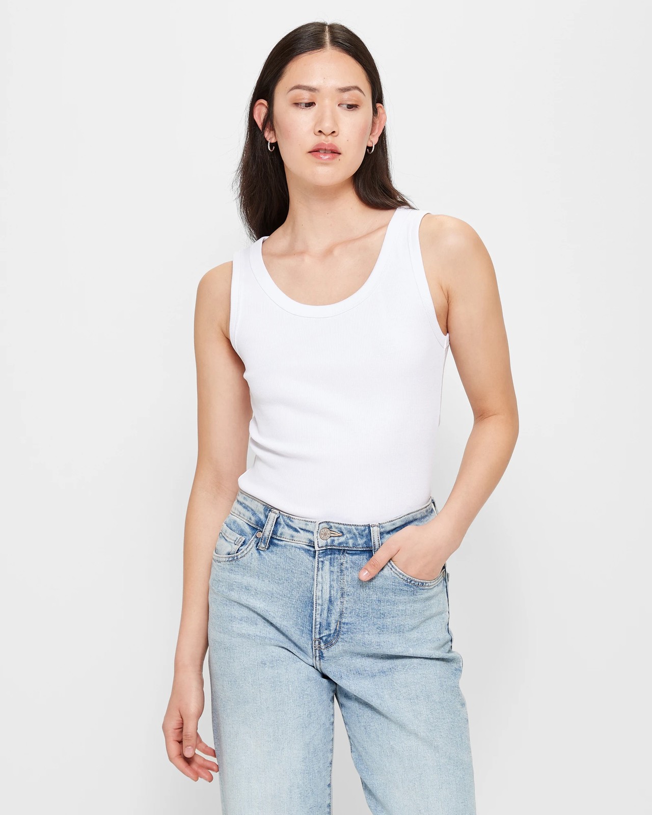 Australian Cotton Rib Tank Top - Brilliant White | Target Australia