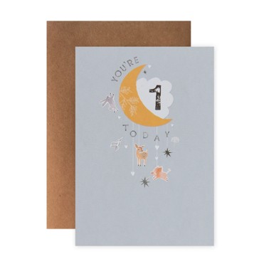 Connections from Hallmark 1st Birthday Card - Woodland Moon Mobile