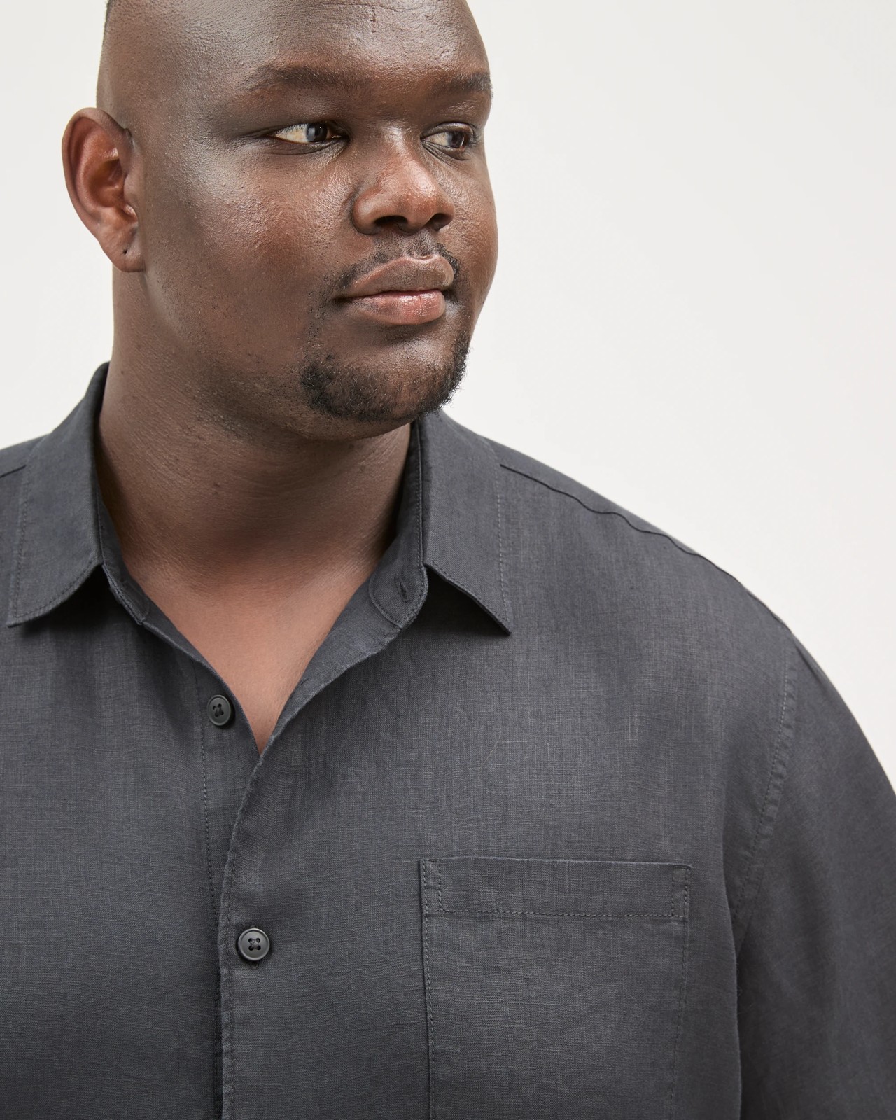 Plus Size European Linen Short Sleeve Shirt - Black 4 of 6