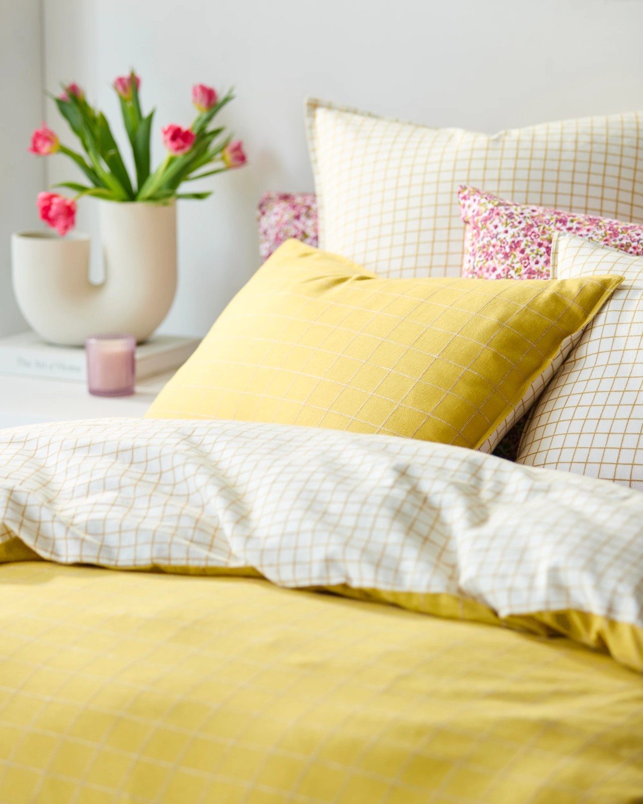 Check Linen/Cotton Quilt Cover Set 3 of 5