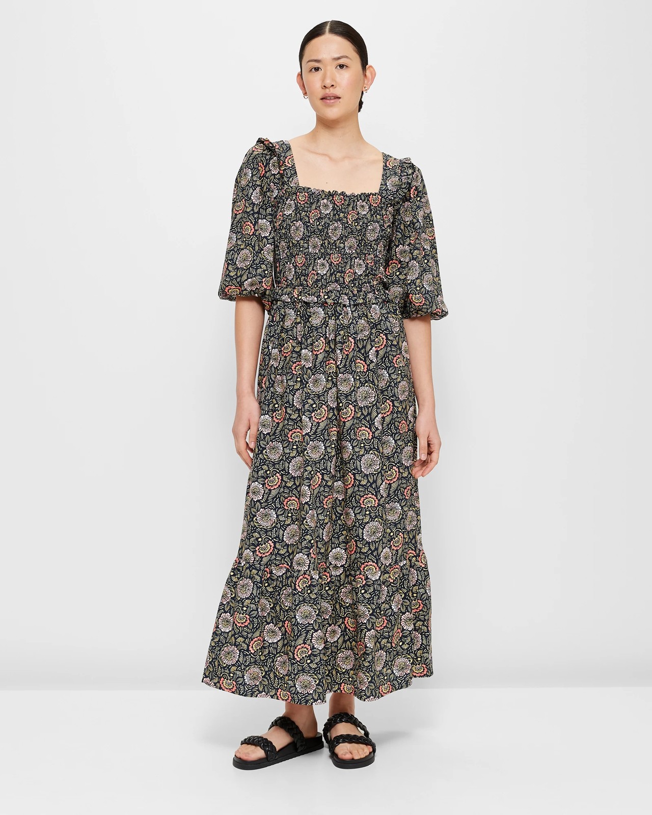 Shirred Puff Sleeve Midi Dress - Preview | Target Australia