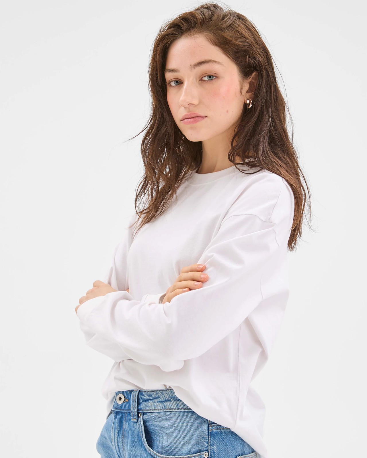 Lily Loves Australian Cotton Relaxed Long Sleeve T-Shirt - White 5 of 5