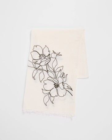 Cotton/Linen Blend Embroidered Scarf