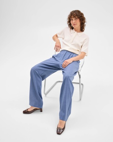 Pleat Front Full Length Flare Leg Pants - Preview