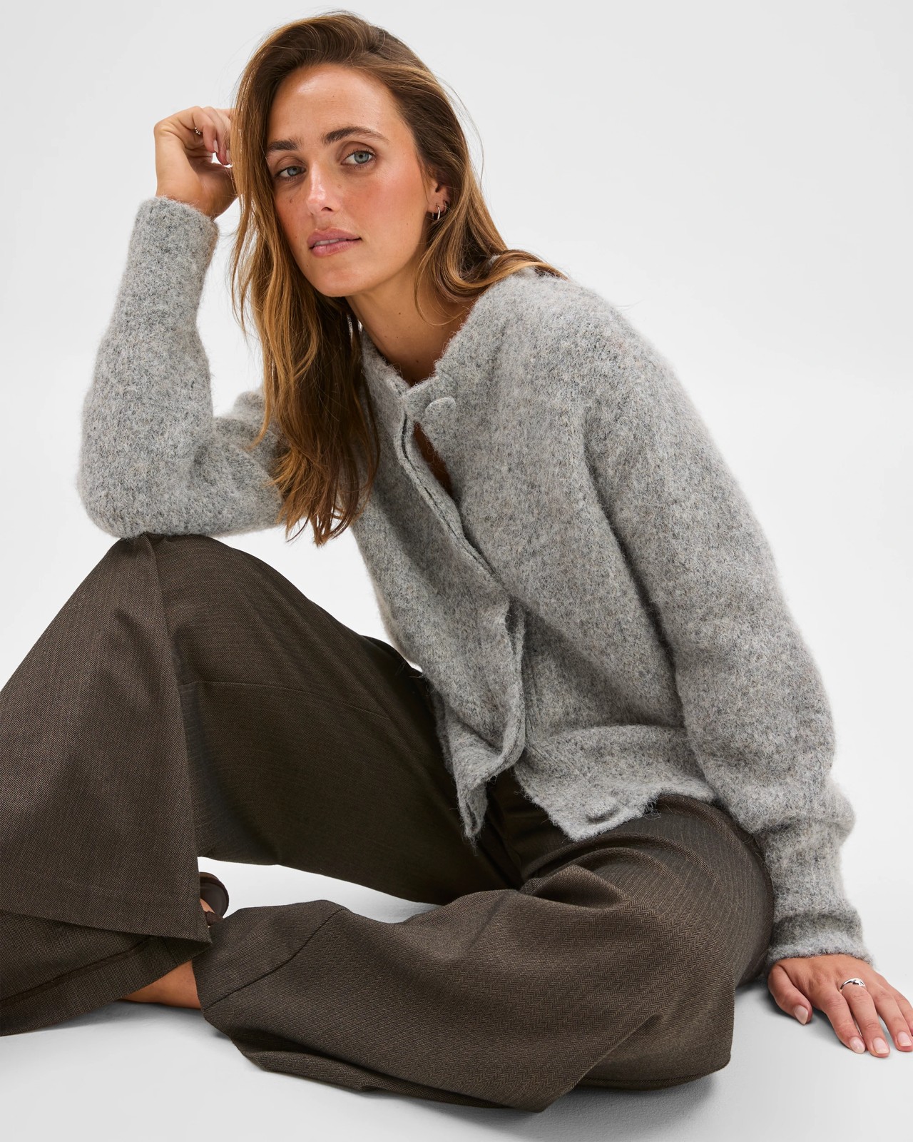 Preview Long Sleeve Plush Cardigan - Mid Grey Marle 3 of 6