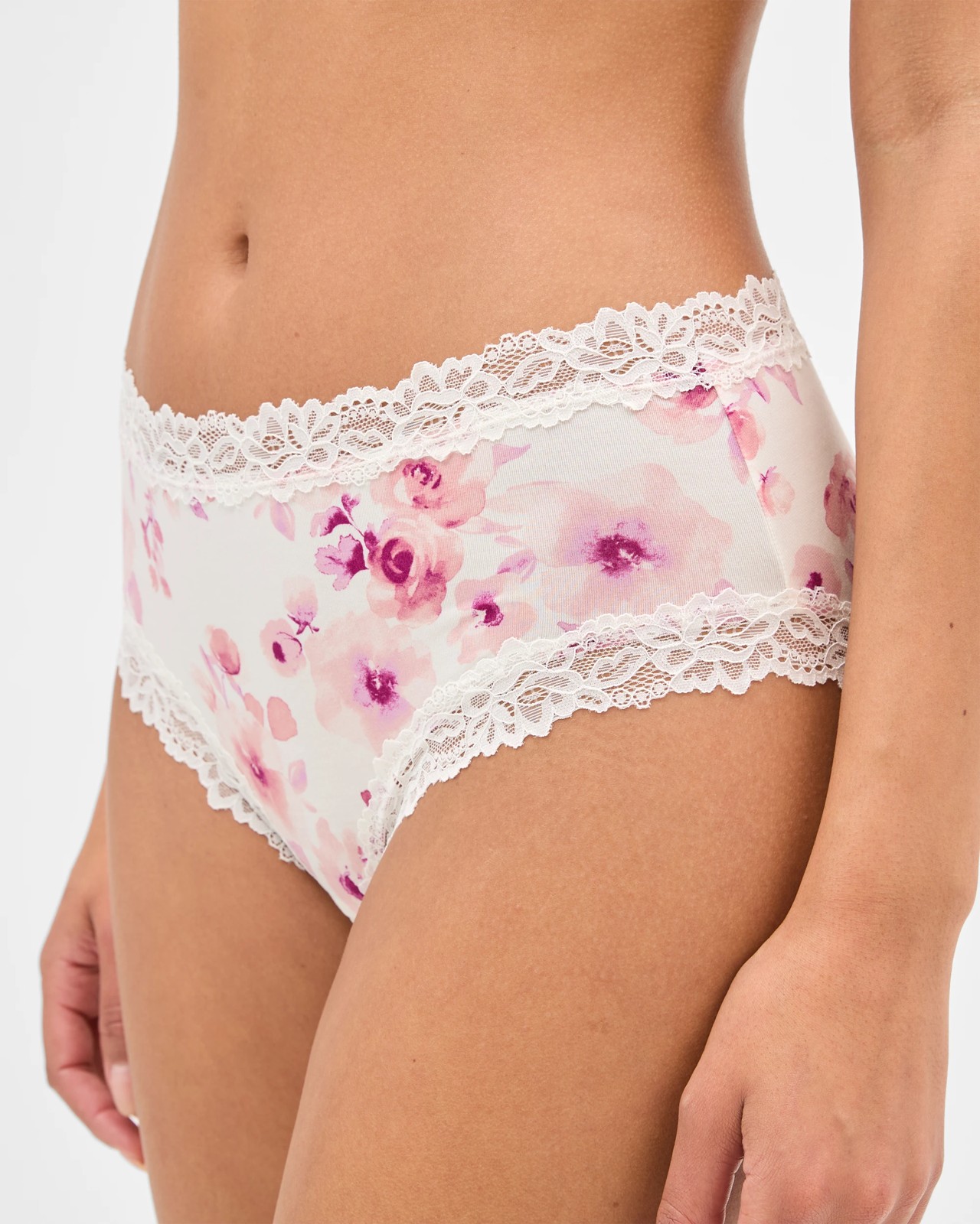 2 Pack Lace Midi Briefs - Painterly Floral Pink 3 of 4