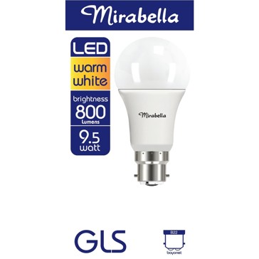 Mirabella GLS LED 9W B22 Bayonet Light Bulb - Pearl Warm White