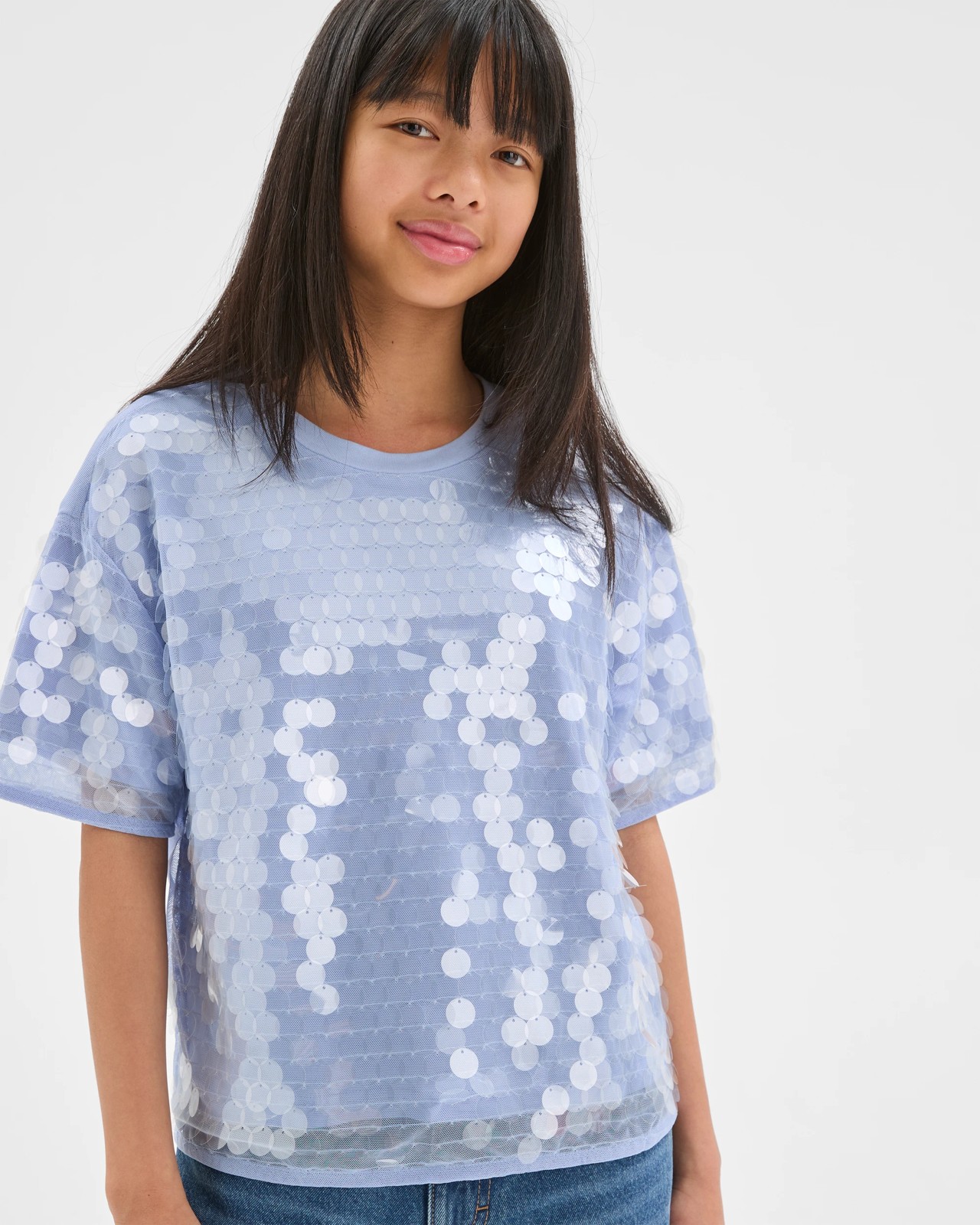 Sequin Short Sleeve T-Shirt - Blue 3 of 6