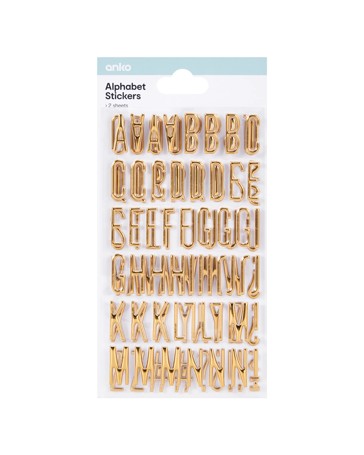 2 Pack Alphabet Stickers, Gold Look - Anko