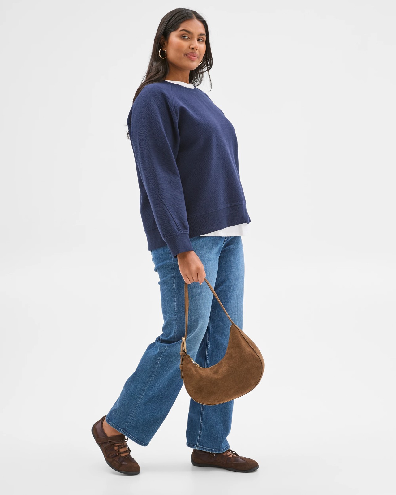 Plus Size Australian Cotton Blend Textured Knit Cocoon Jumper 4 of 5