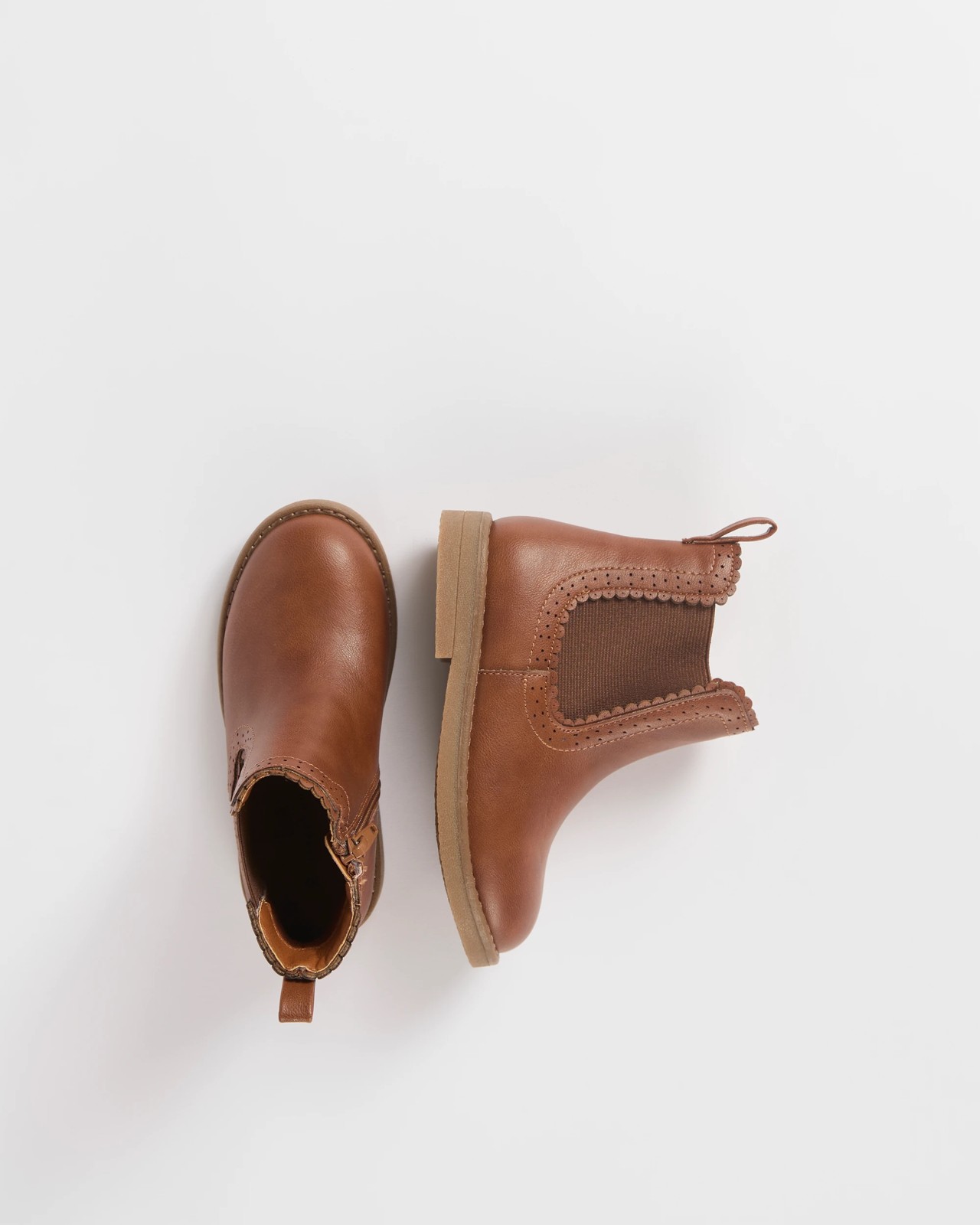 Brogue Elastic Chelsea Boot - Tan 3 of 3