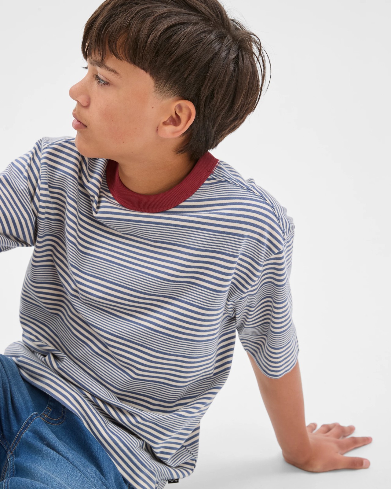 Australian Cotton Oversized Striped T-Shirt - Navy 3 of 6