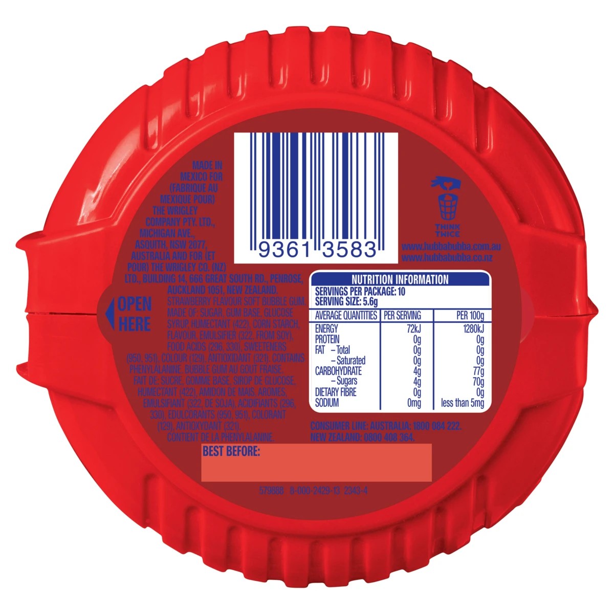 Hubba Bubba Gum Tape Strawberry 56g 2 of 2