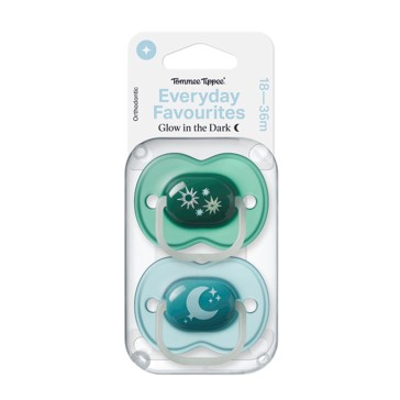 2 Pack Tommee Tippee Everyday Favourites Glow in the Dark Soother