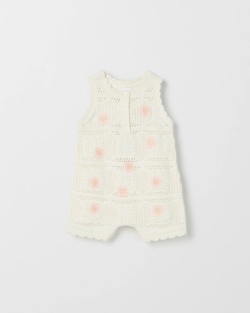 Baby Organic Cotton Crochet Knit Romper