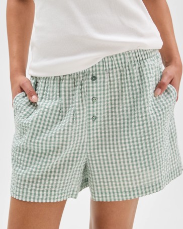 Cotton Seersucker Sleep Boxer Shorts