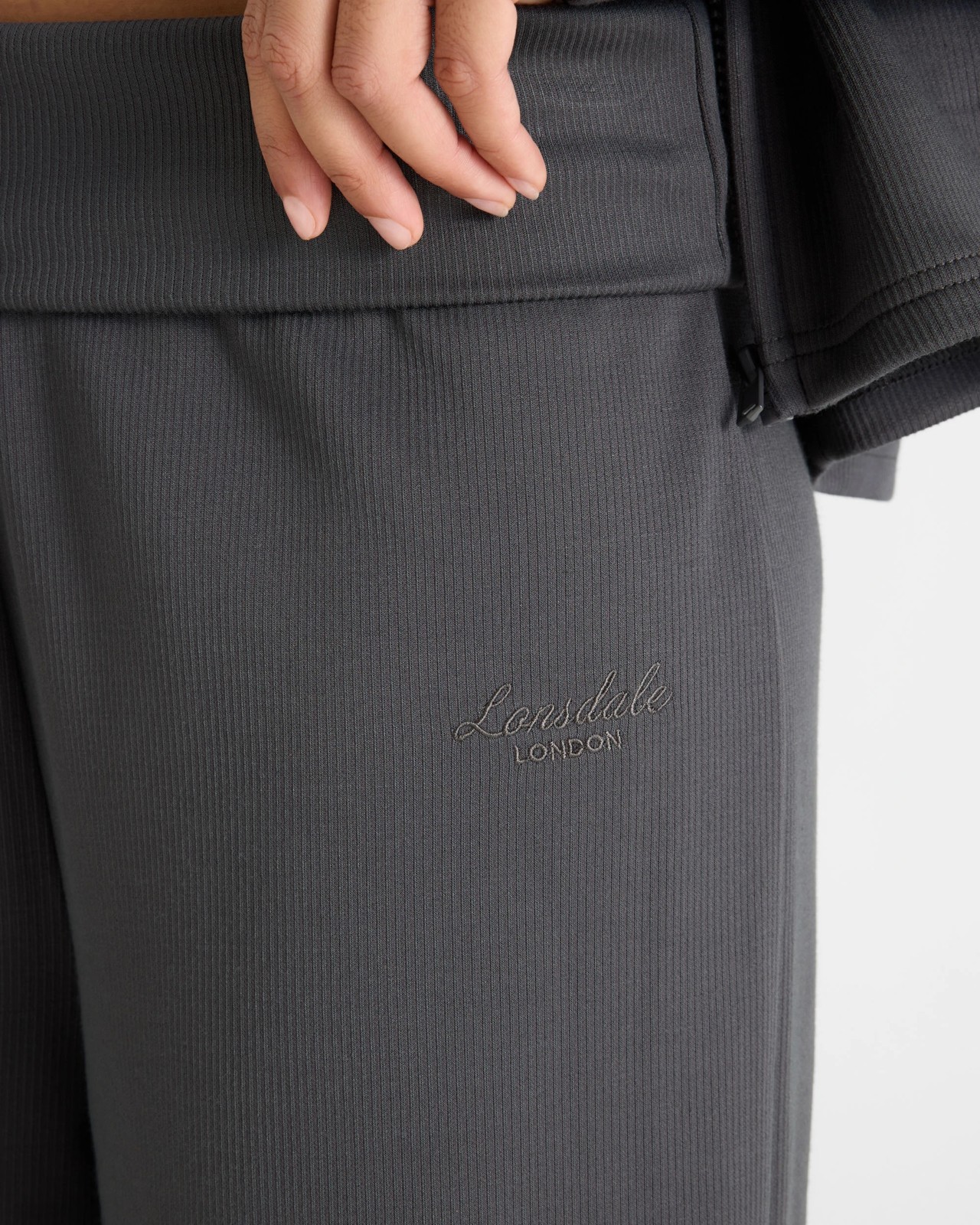Lonsdale London Rib Wide Leg Pants - Charcoal 4 of 5
