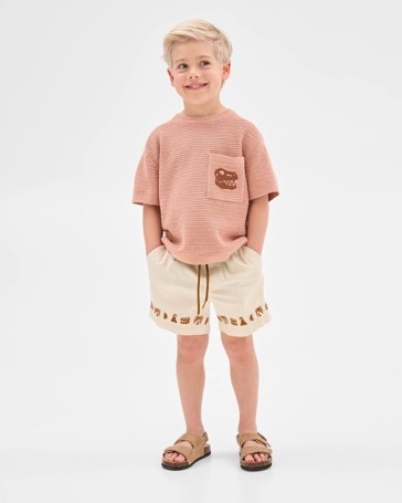 Cotton Linen Blend Textured Volley Shorts