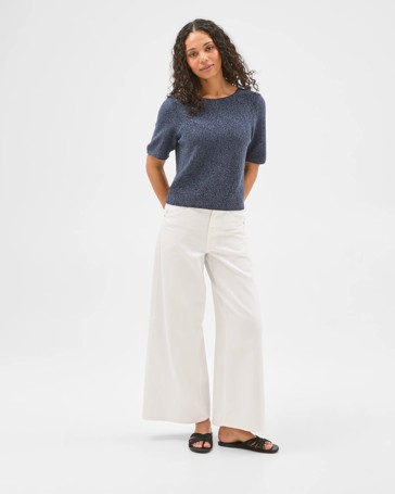 Australian Cotton Blend Relaxed Fit Ottoman Stitch Knitted T-Shirt