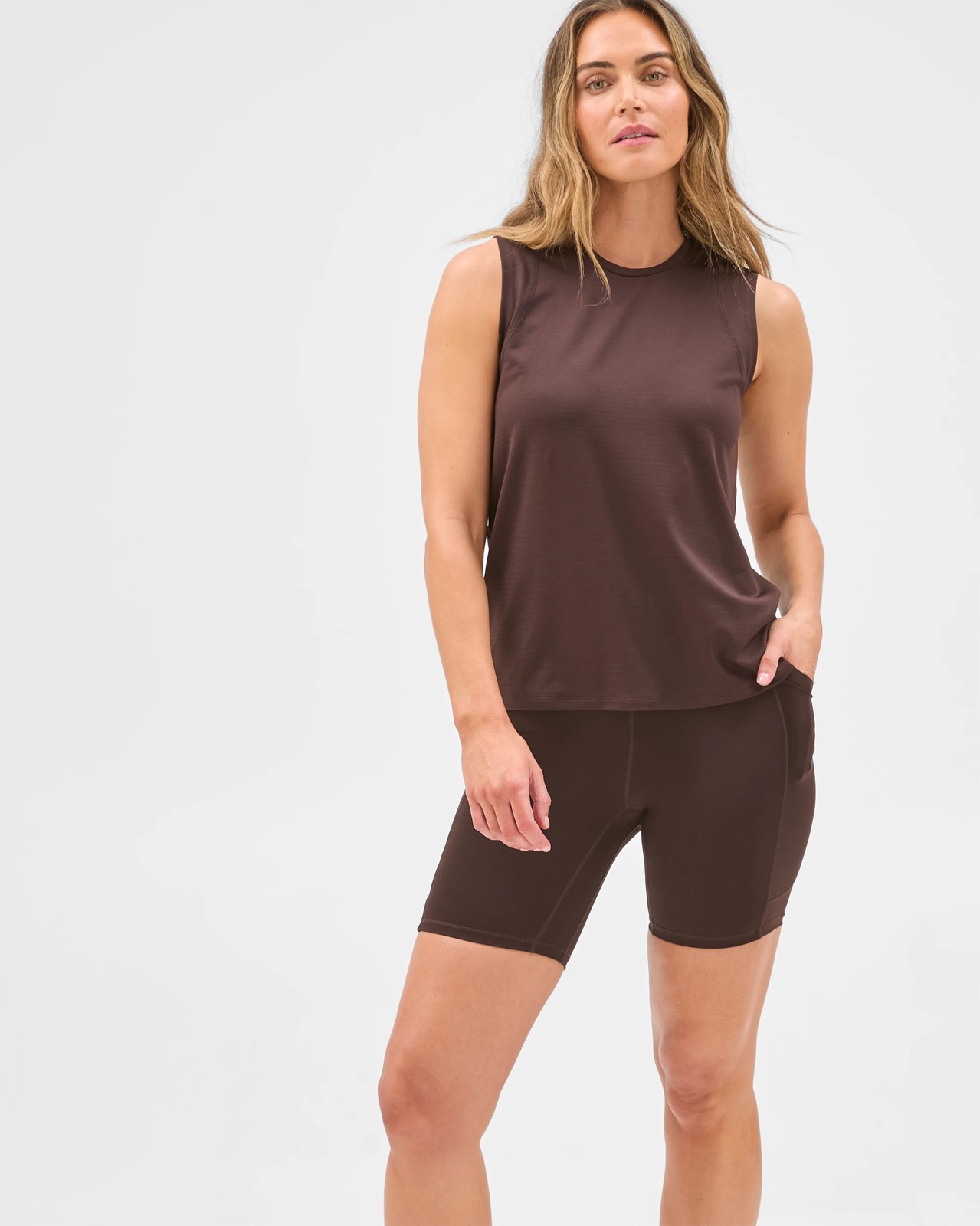 Active Performance Running Muscle Tank Top - Cocoa 2 of 5