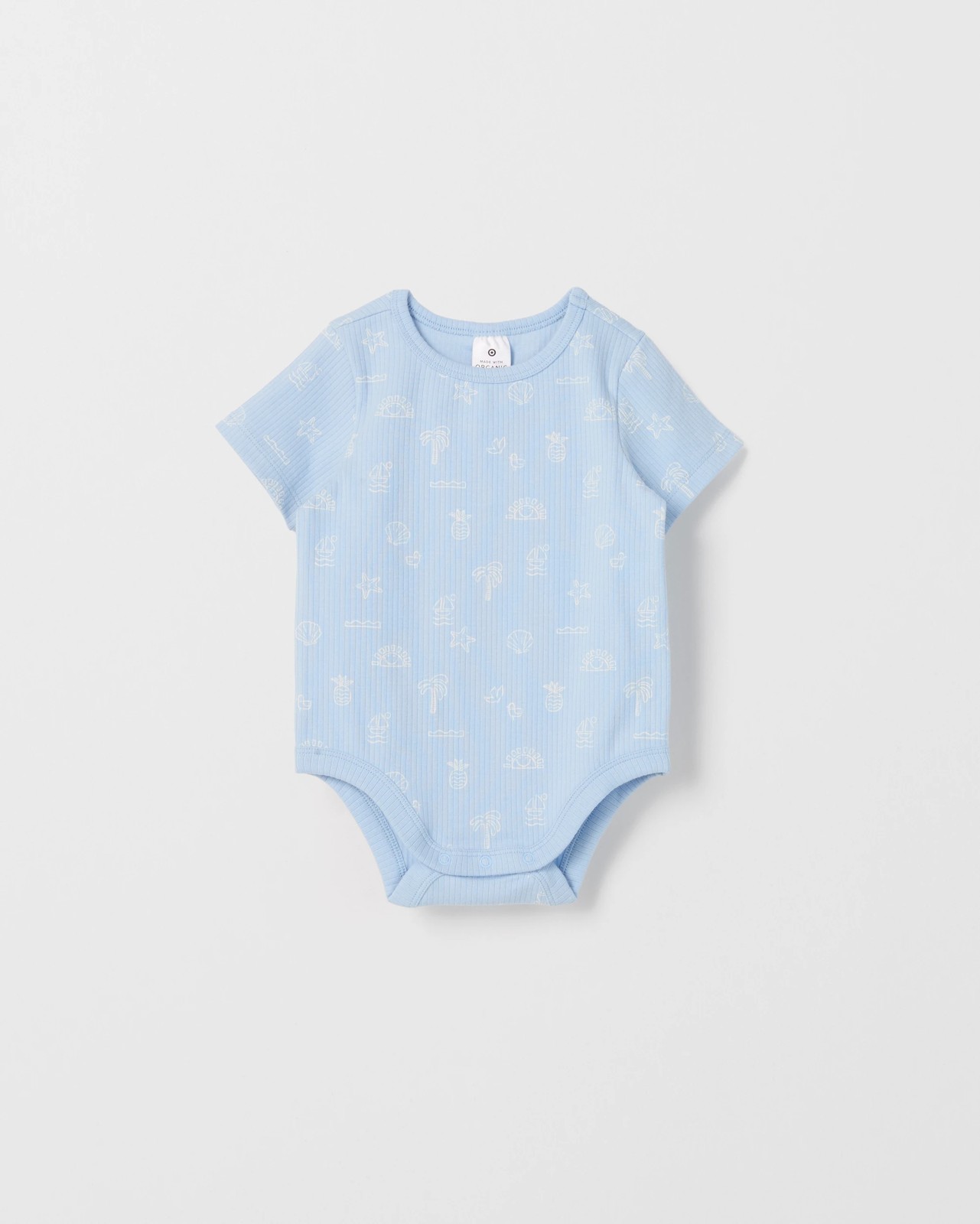 Baby Organic Cotton 3 Pack Ribbed Bodysuits - Coastal Blue 2 of 5