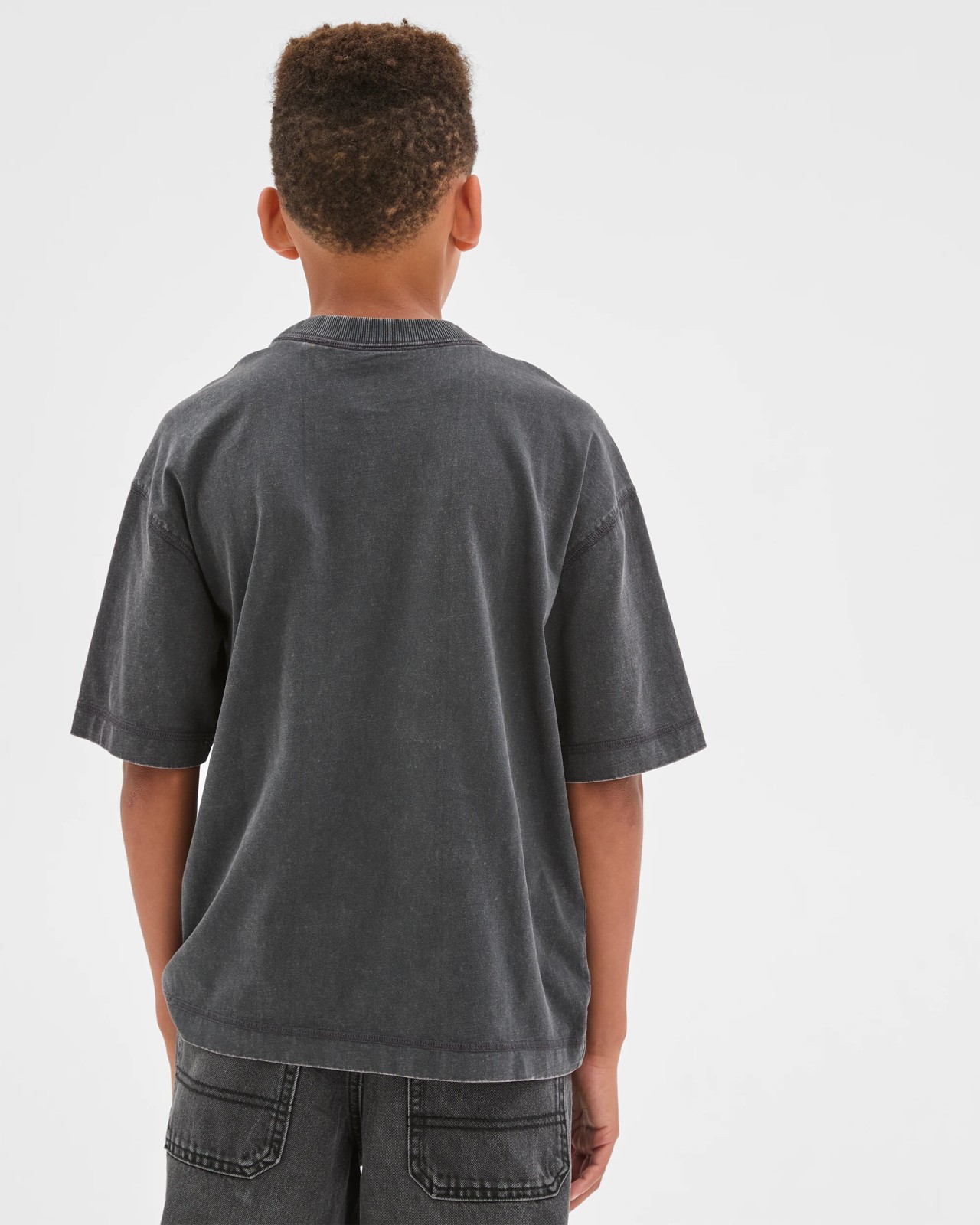 Australian Cotton Oversized Washed T-Shirt - Black 4 of 6