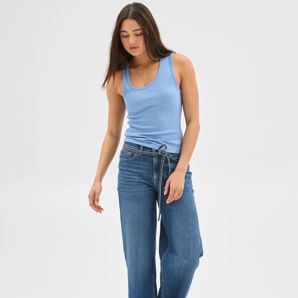 Australian Cotton Asymmetrical Neck Tank Top - Lily Loves product image