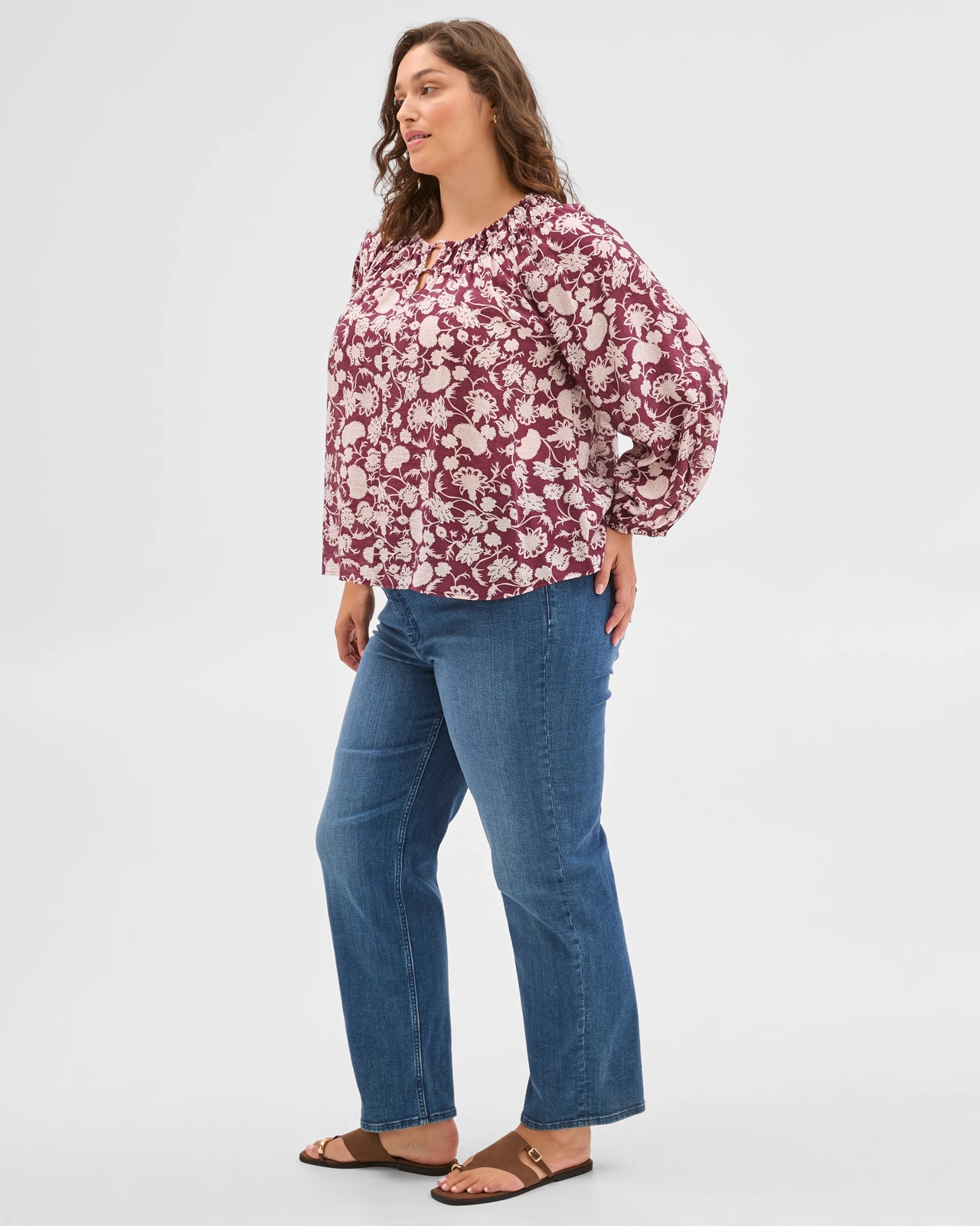 Plus Size Long Sleeve Neck Detail Blouse 3 of 6