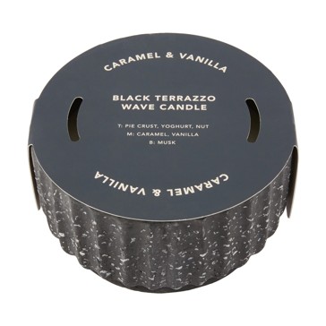 Caramel & Vanilla Black Terrazzo Wave Candle - Anko