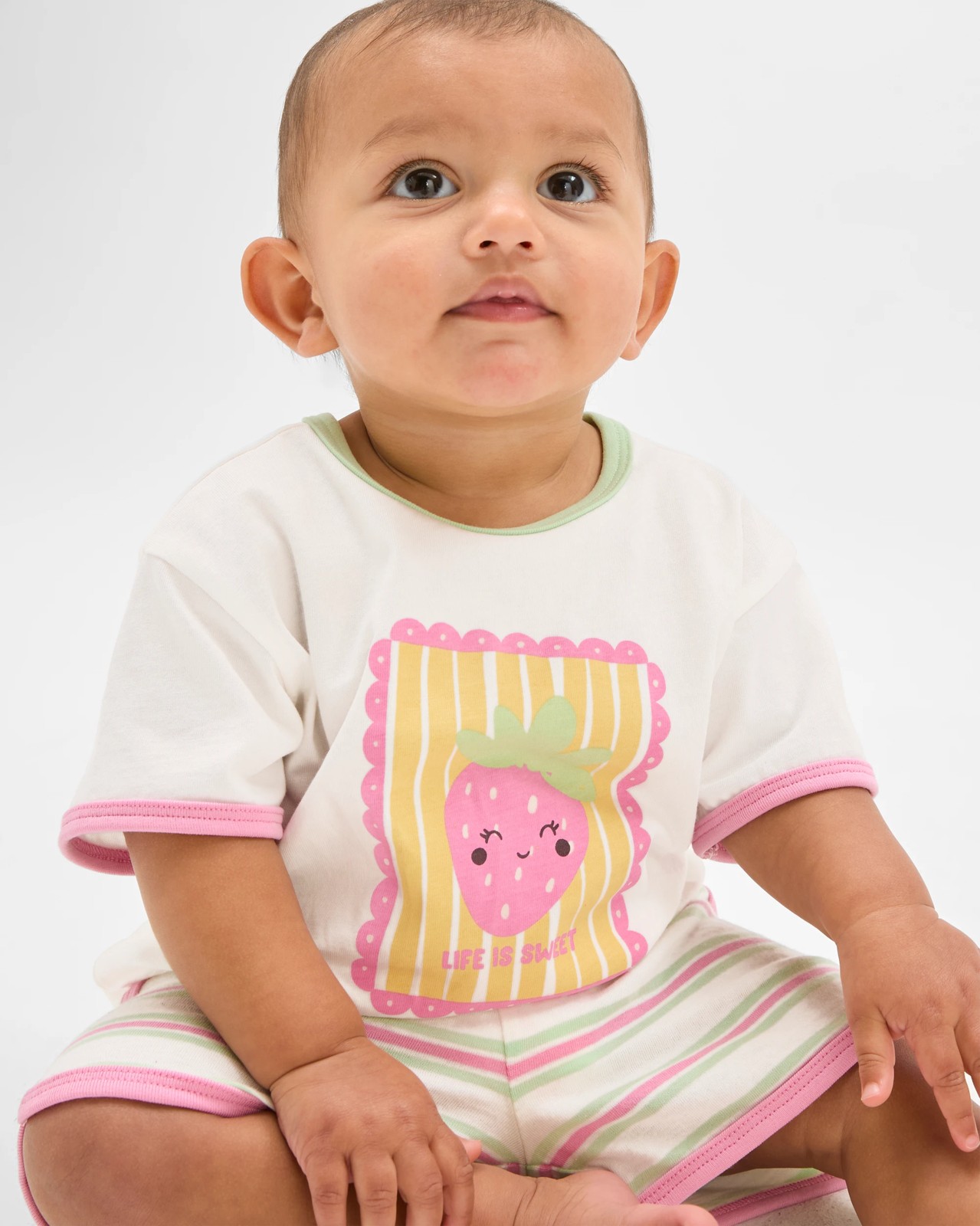 Baby Organic Cotton T-Shirt & Shorts Set - Strawberry 2 of 5
